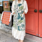 AURACASA | Beauty Olive apron High quality printed linen | 올리브 앞치마