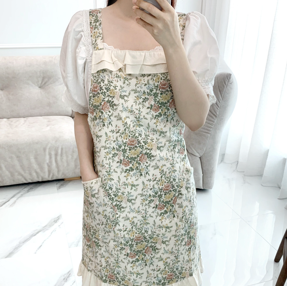 AURACASA |Beauty Basong Frill Apron | 바송프릴 앞치마 | Apron for Women 
