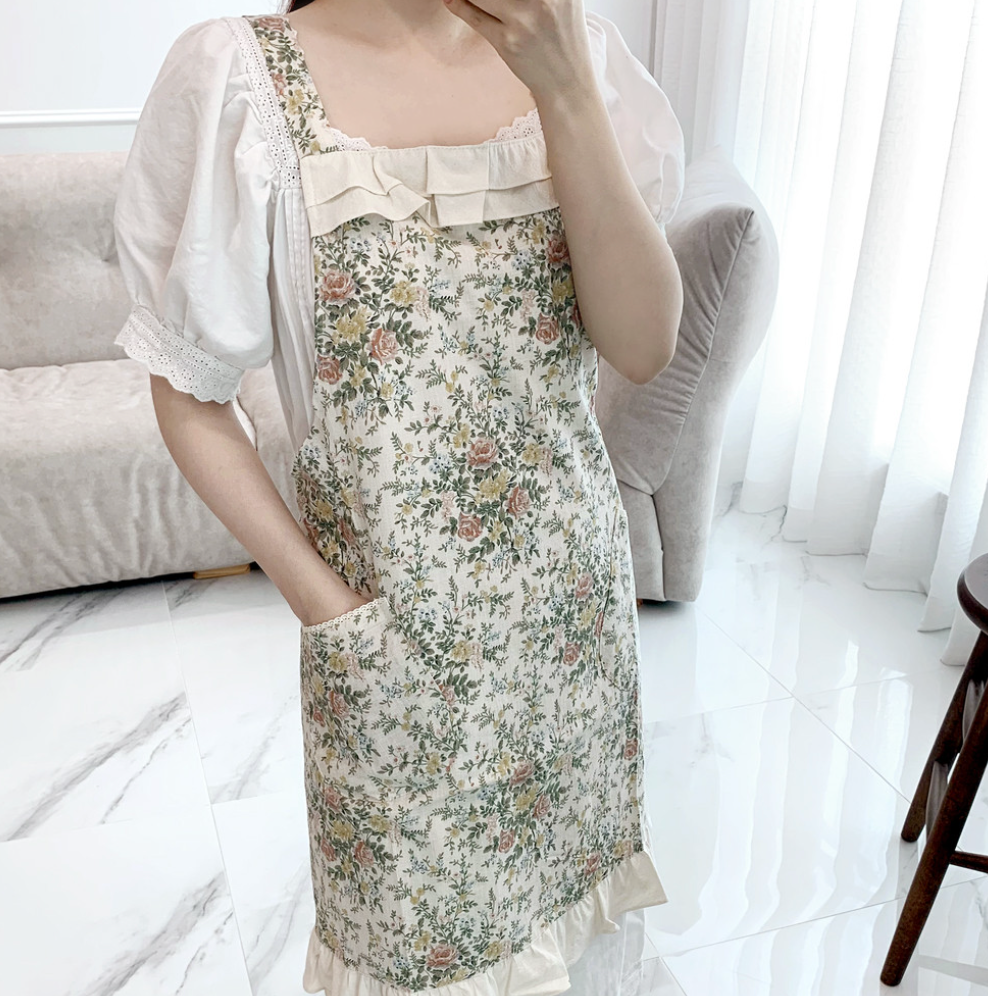 AURACASA |Beauty Basong Frill Apron | 바송프릴 앞치마 | Apron for Women 