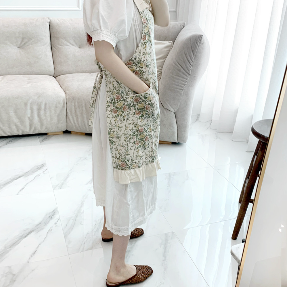 AURACASA |Beauty Basong Frill Apron | 바송프릴 앞치마 | Apron for Women 